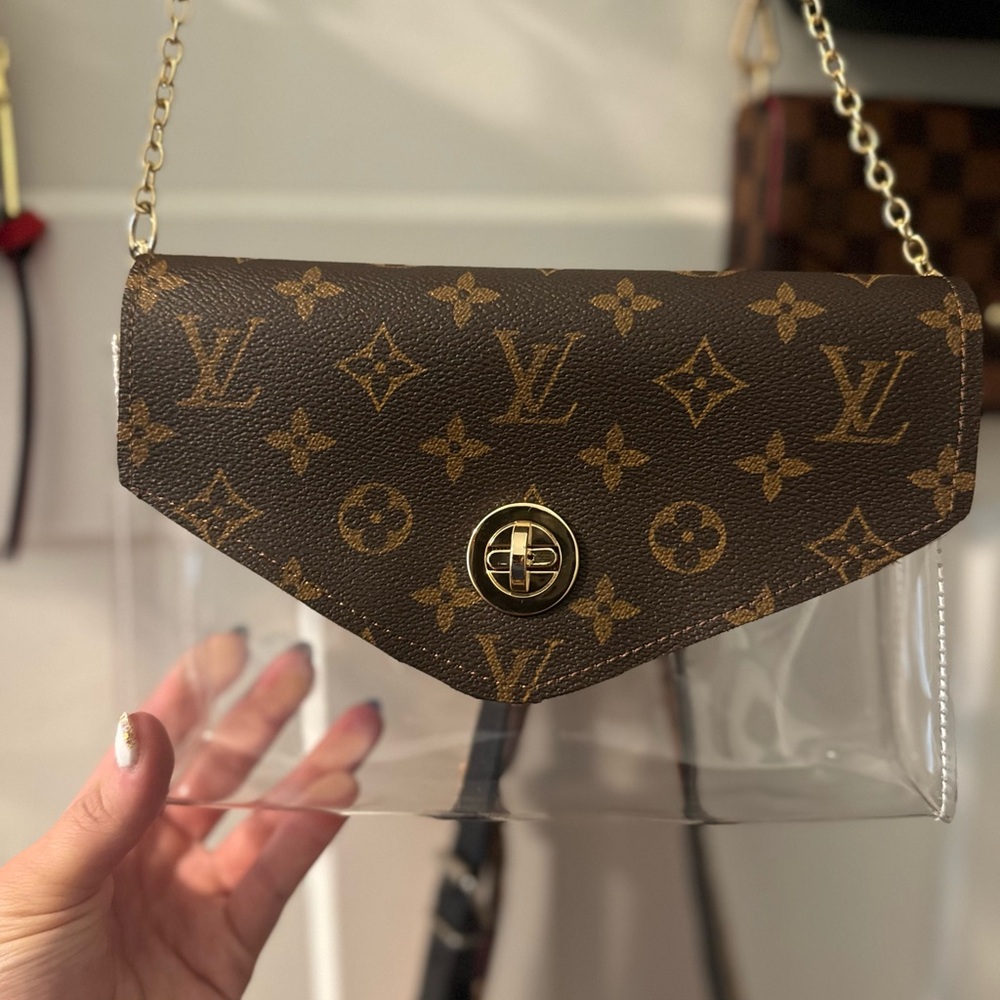 LV transparent/clear Brown Monogram Crossbody Bag